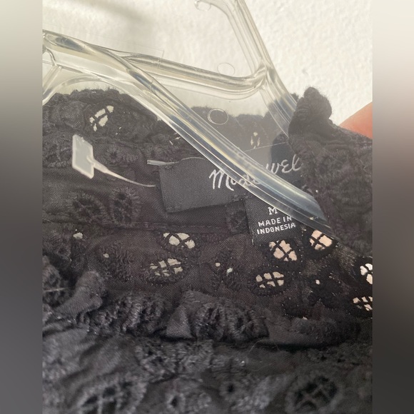 Madewell Eyelet Mockneck Ruffle Dress Black Medium - Picture 4 of 5
